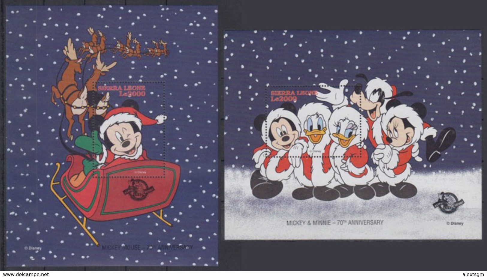 SIERRA LEONE 1998 - Disney Christmas Overprinted - Mi B390-1; CV=15 € - Disney