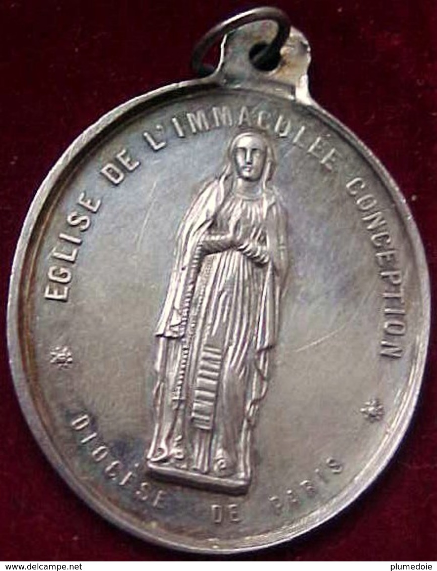 MEDAILLE RELIGIEUSE ARGENT , EGLISE IMMACULEE CONCEPTION , DIOCESE De PARIS , ENFANTS De MARIE, PENDENTIF SILVER MEDAL - Religion & Esotérisme