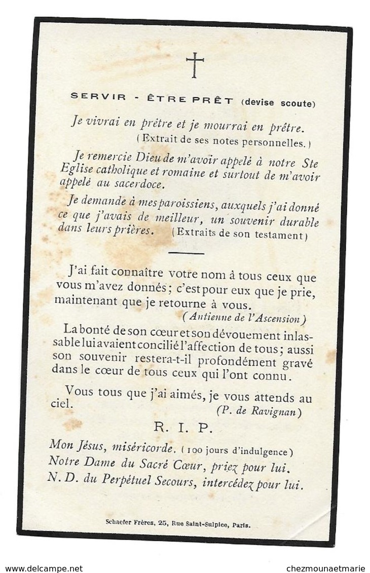 EMILE MARIE JOSEPH MANGES NE A BITCHE 6 MARS 1885 DECEDE 11 JUIN 1939 - PRETRE METZ FREYMING ORNY ... AVIS DE DECES - Avvisi Di Necrologio