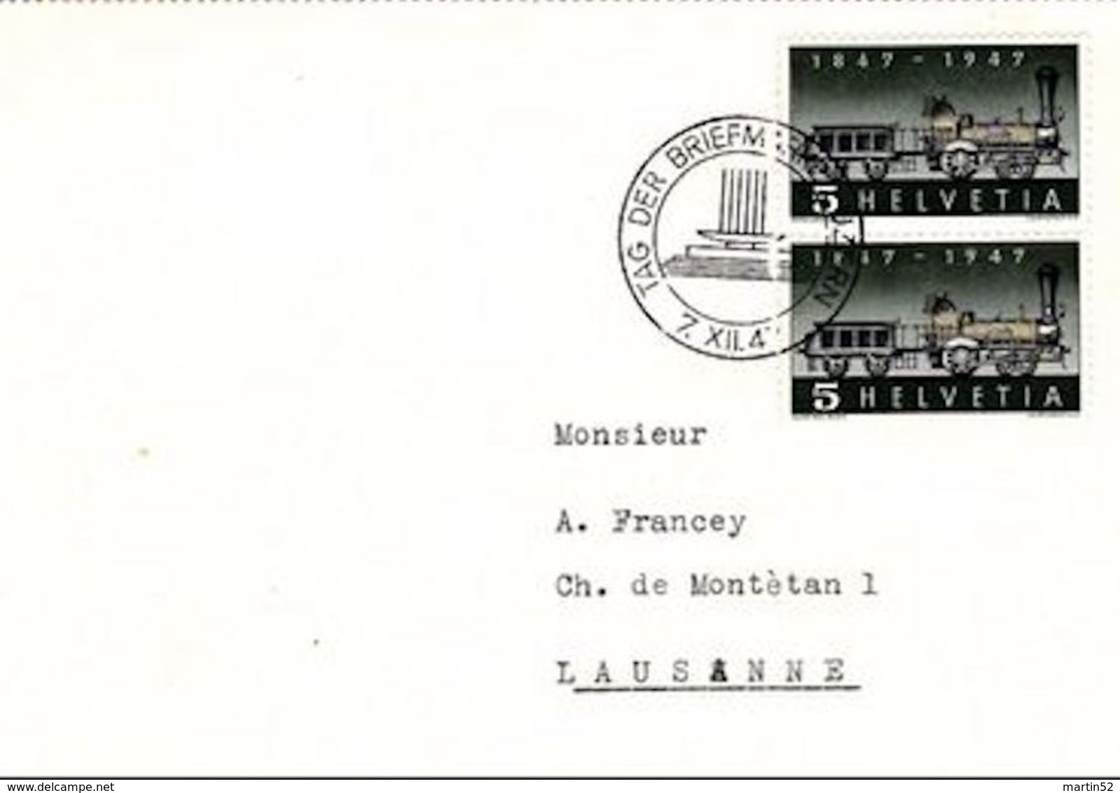 Schweiz Suisse 1947: Zu 277 Mi 484 Yv 441 Mit O TAG DER BRIEFMARKE LUZERN 7.XII.47 (Zu CHF 2.50) - Tag Der Briefmarke