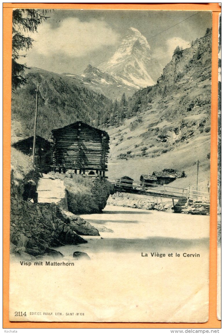 Oct001, La Viège Et Le Cervin, Visp Mit Matterhorn, 2114, édit. Burgy, Précurseur, Non Circulée - Viège