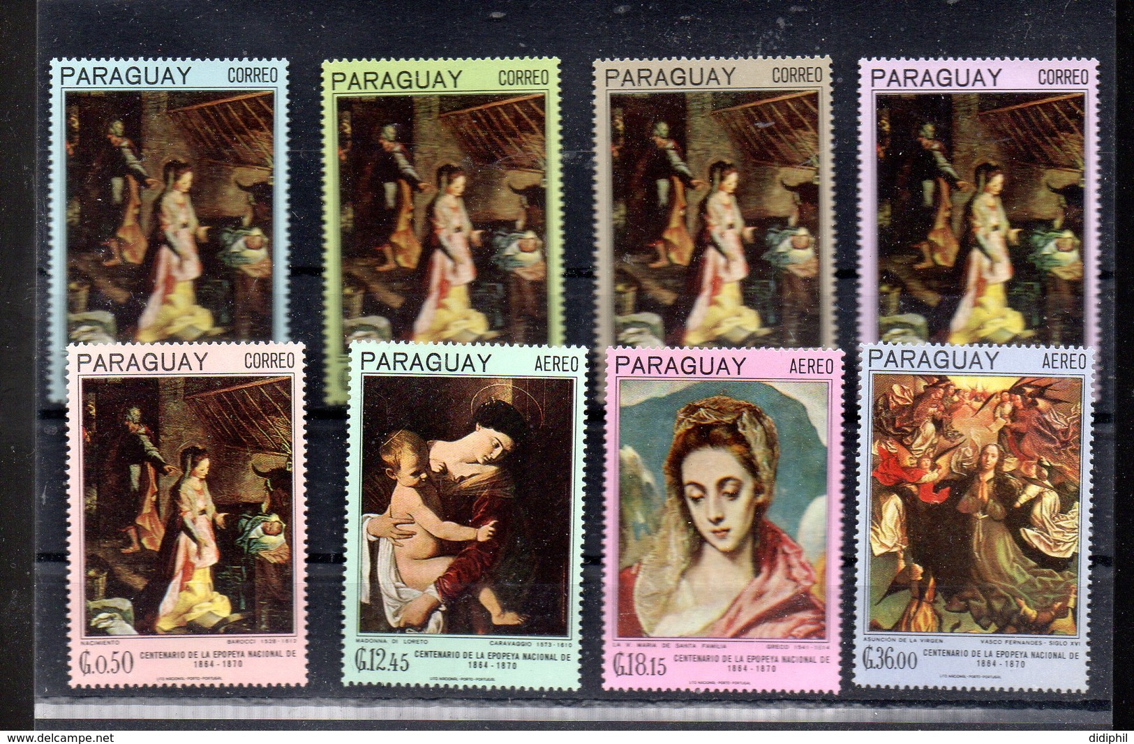 PARAGUAY MICHEL 1700/1707** SUR DES TABLEAUX RELIGIEUX DE BAROCCI ET CARAVAGE - Paraguay