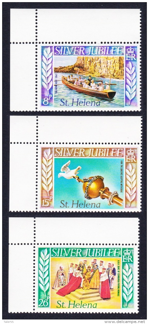 St. Helena Silver Jubilee 3v Corners With Margins SG#332-334 SC#311-313 - Isola Di Sant'Elena