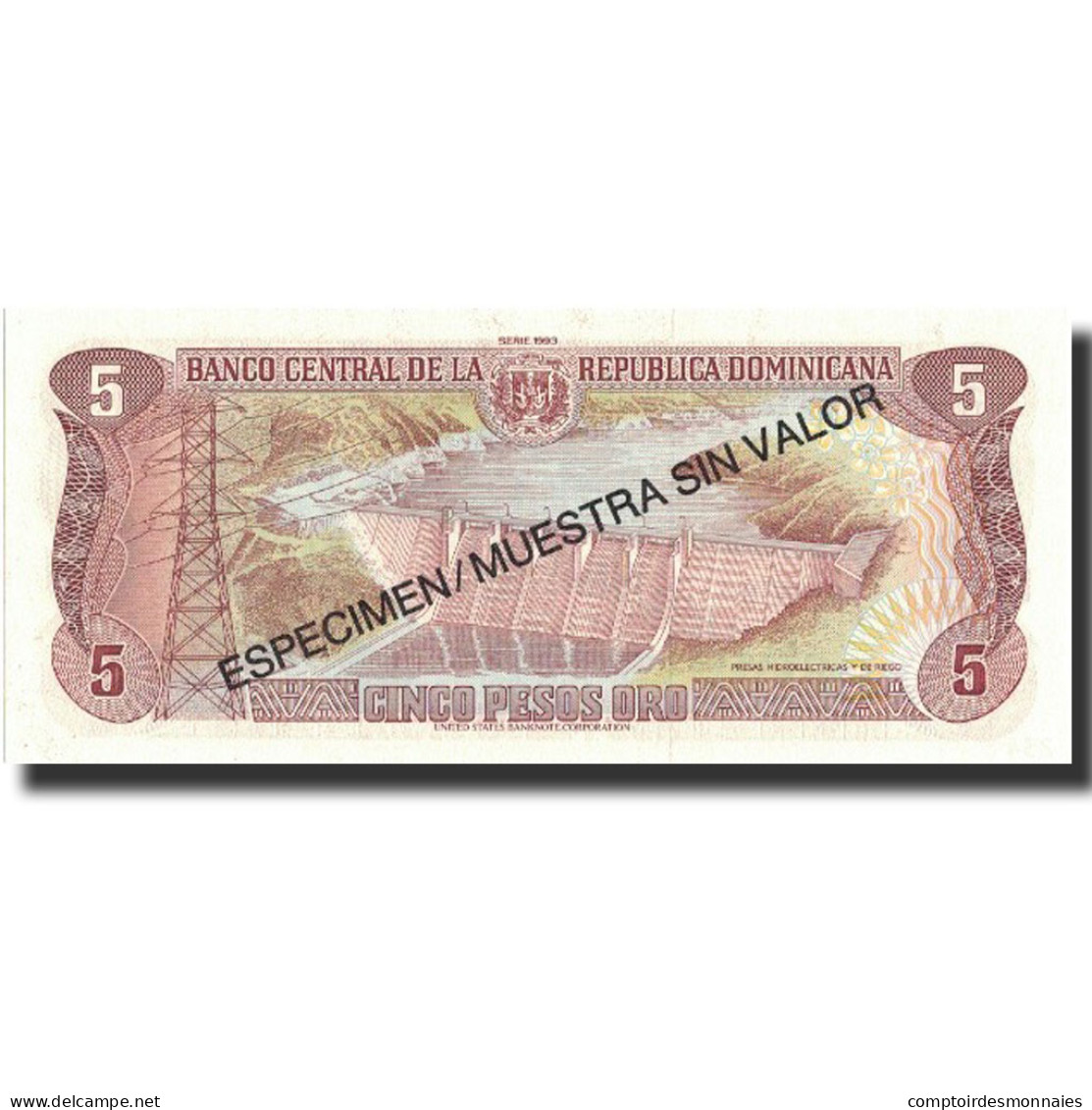 Billet, Dominican Republic, 5 Pesos Oro, 1993, 1993, Specimen, KM:143s, NEUF - Dominikanische Rep.