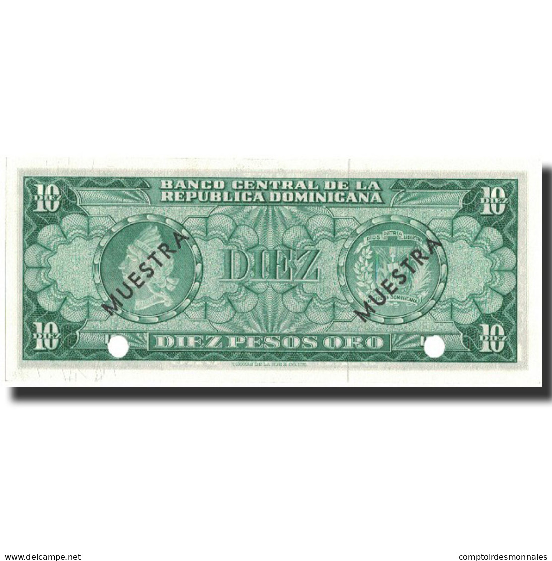 Billet, Dominican Republic, 10 Pesos Oro, Undated (1964-74), Specimen, KM:101s2 - Repubblica Dominicana