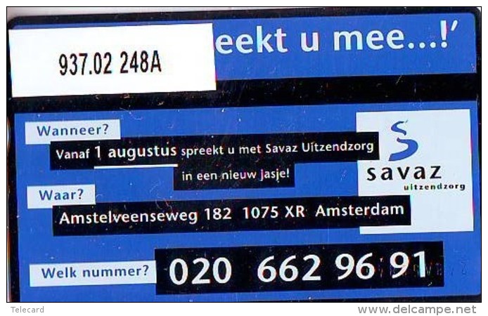 Telefoonkaart  LANDIS&amp;GYR NEDERLAND *  RCZ.937.02   248a * Savez Uitzendzorg  * TK * ONGEBRUIKT * MINT - Privé