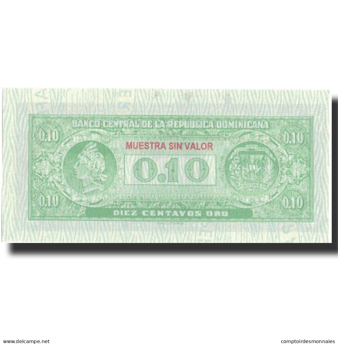 Billet, Dominican Republic, 10 Centavos Oro, Undated (1961), Specimen, KM:86s - República Dominicana