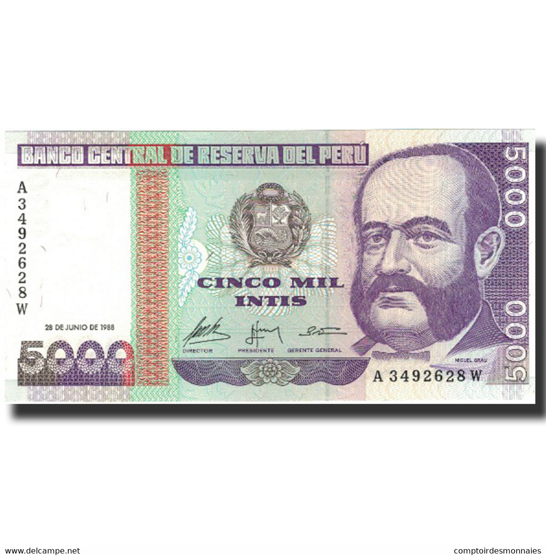 Billet, Pérou, 5000 Intis, 1988, 1988-06-28, KM:137, SPL+ - Pérou