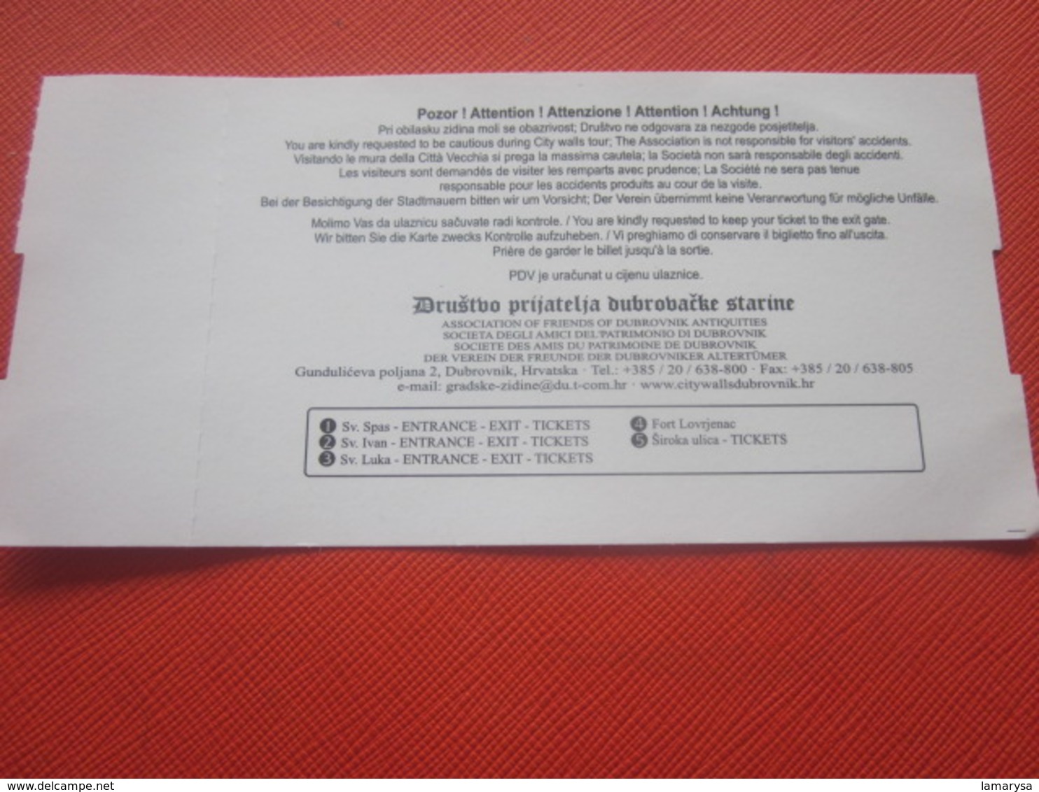 Hrvatska CROATIE ULAZNICA  улазна карта-Trip-Ticket Entrée,Entry,Billet,Biglietto,Eintrittskarte,ulaznicu - Biglietti D'ingresso