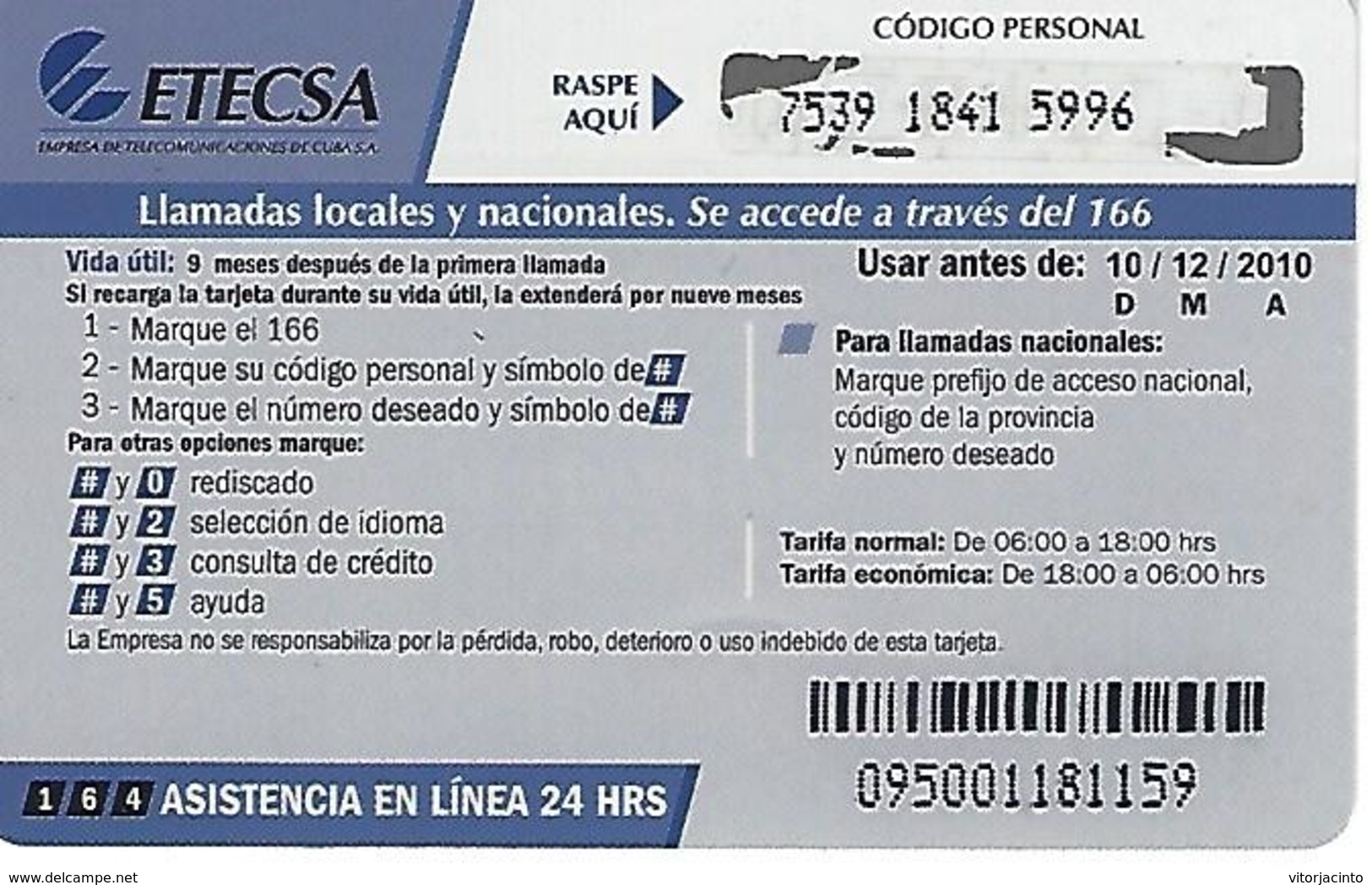 ETECSA - Rechargable For National And Local Callings - 10.00 MN - Cuba - Cuba