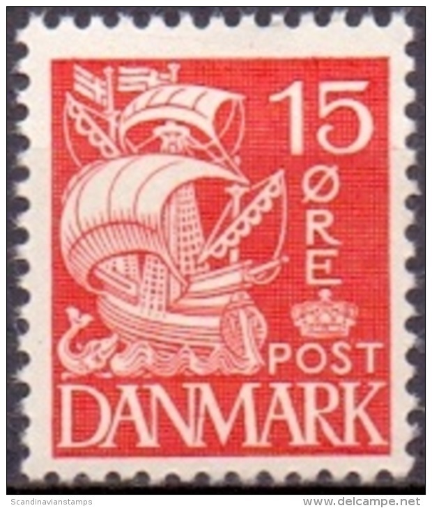 DENEMARKEN 1933-40 15öre Rood Schip Gerasterd PF-MNH - Unused Stamps