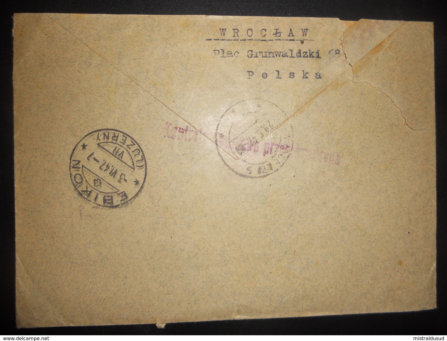 Pologne Poste Aerienne , Lettre Recommandee De Wroclaw 1947 Pour Luzern - Vliegtuigen