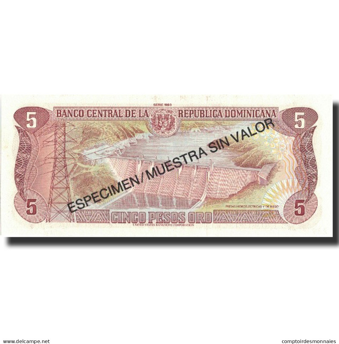 Billet, Dominican Republic, 5 Pesos Oro, 1993, 1993, Specimen, KM:143s, NEUF - Repubblica Dominicana