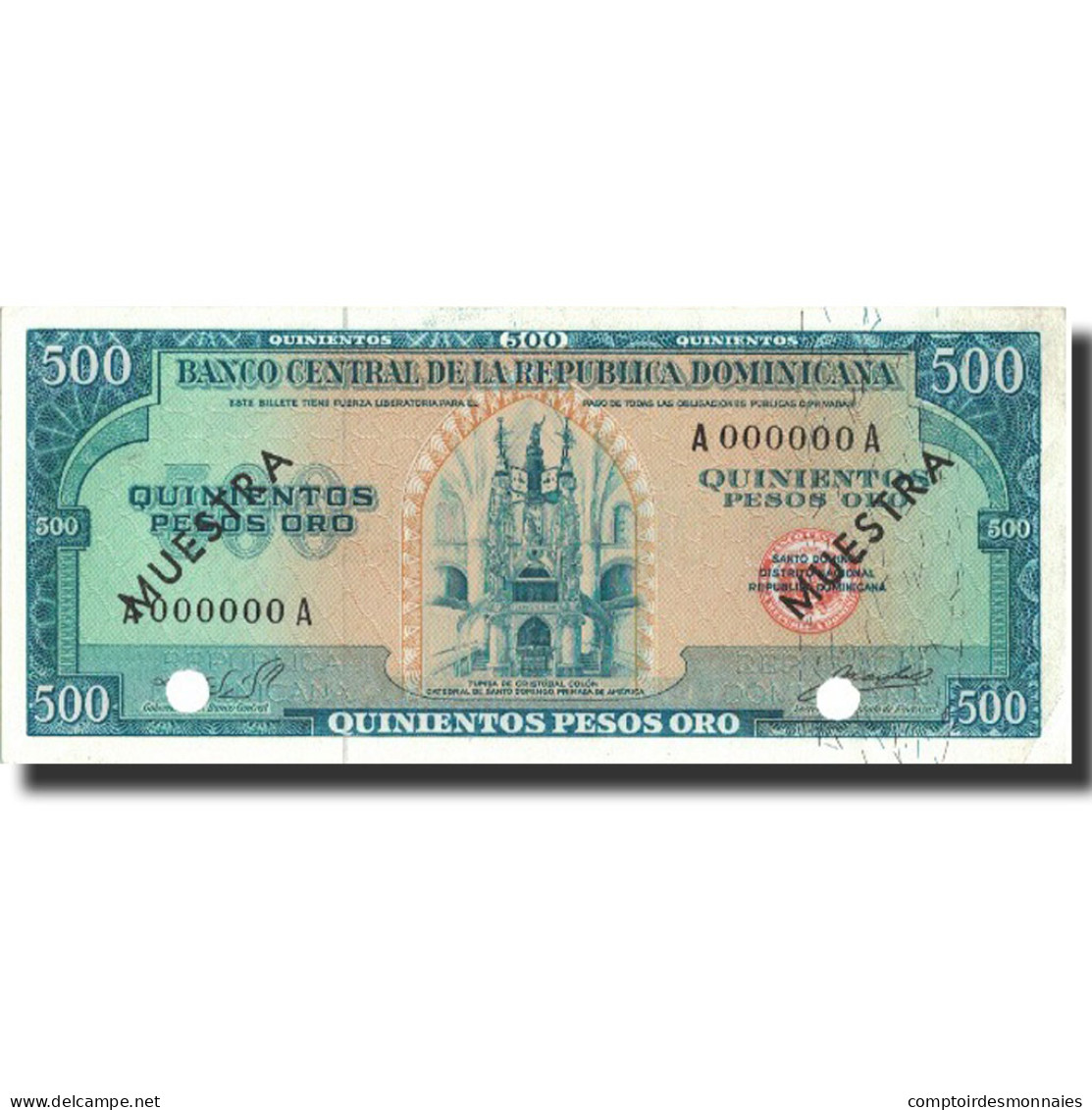 Billet, Dominican Republic, 500 Pesos Oro, Undated (1964-74), Specimen - Dominicana