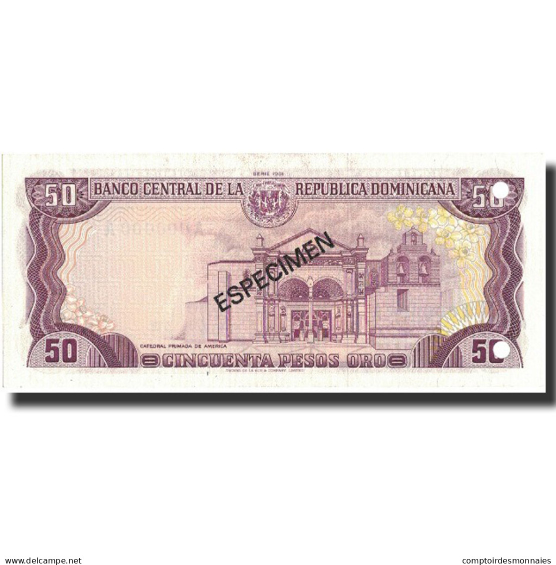Billet, Dominican Republic, 50 Pesos Oro, 1981, 1981, Specimen, KM:121s1, NEUF - Dominicaine