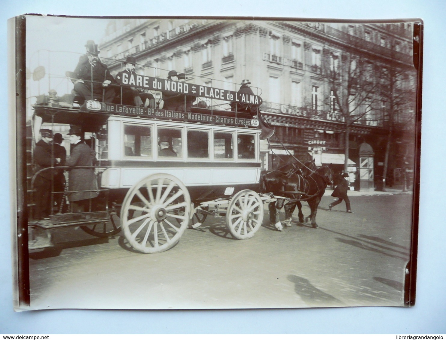 Fotografia Originale Tram A Cavalli Parigi Place De La Republique 1904 Animata - Altri & Non Classificati