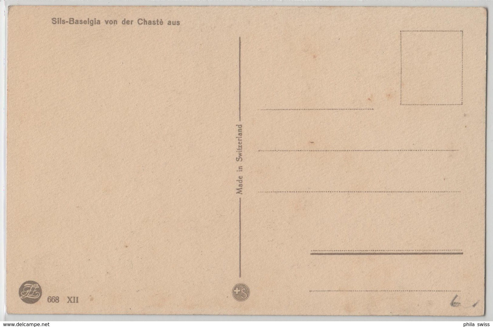 Sils-Baselgia Von Der Chaste Aus - Künstlerkarte H. Kunkler - Autres & Non Classés