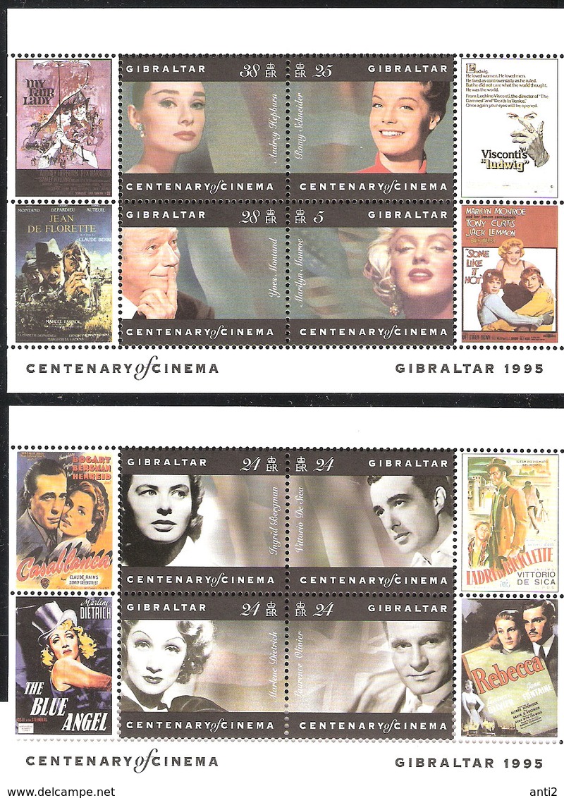 Gibraltar 1995 100 Years Of Cinema - Movie Actor Mi Bloc 23-24 MNH(**) - Gibraltar