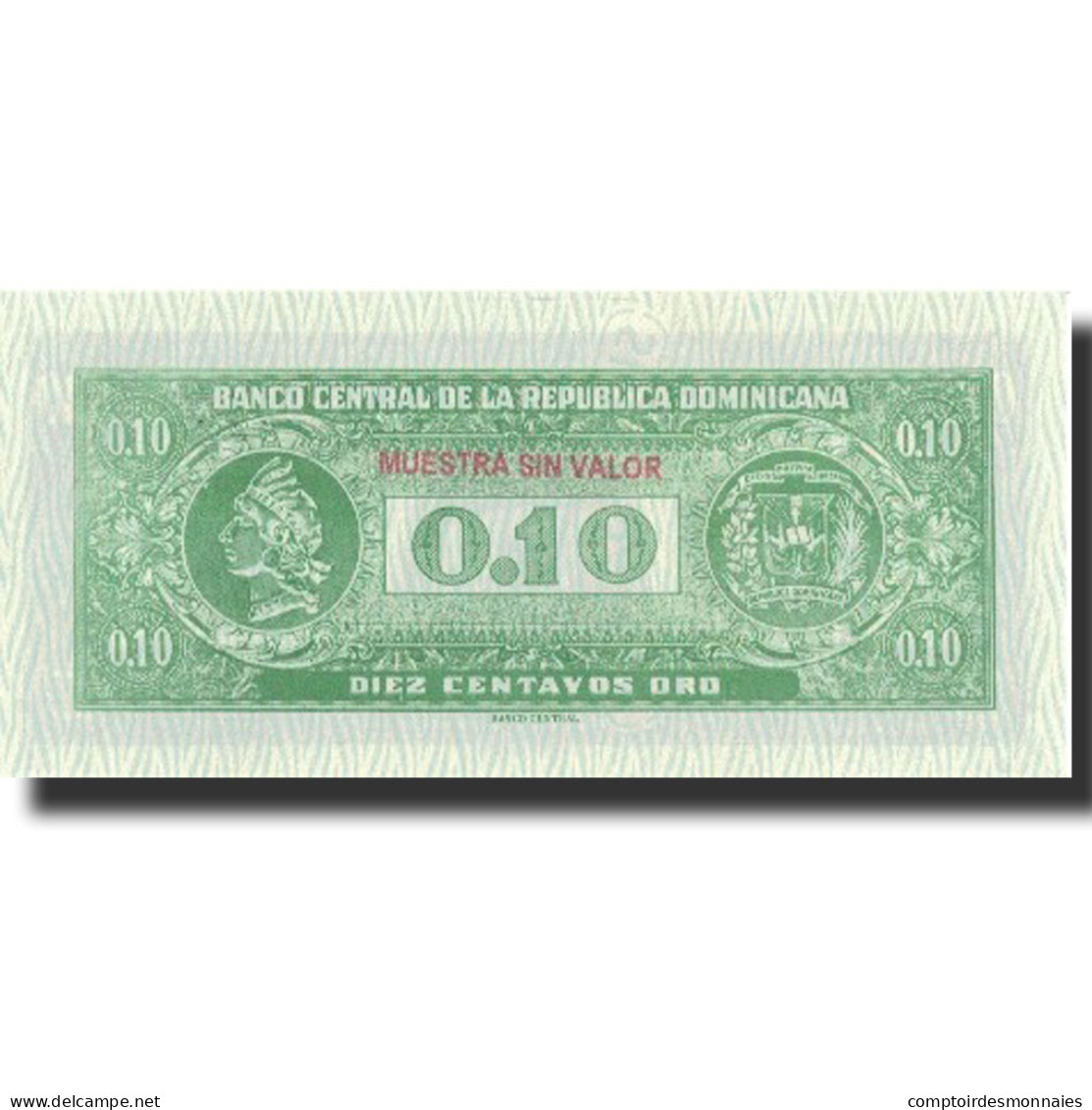 Billet, Dominican Republic, 10 Centavos Oro, Undated (1961), Specimen, KM:86s - Dominicaine