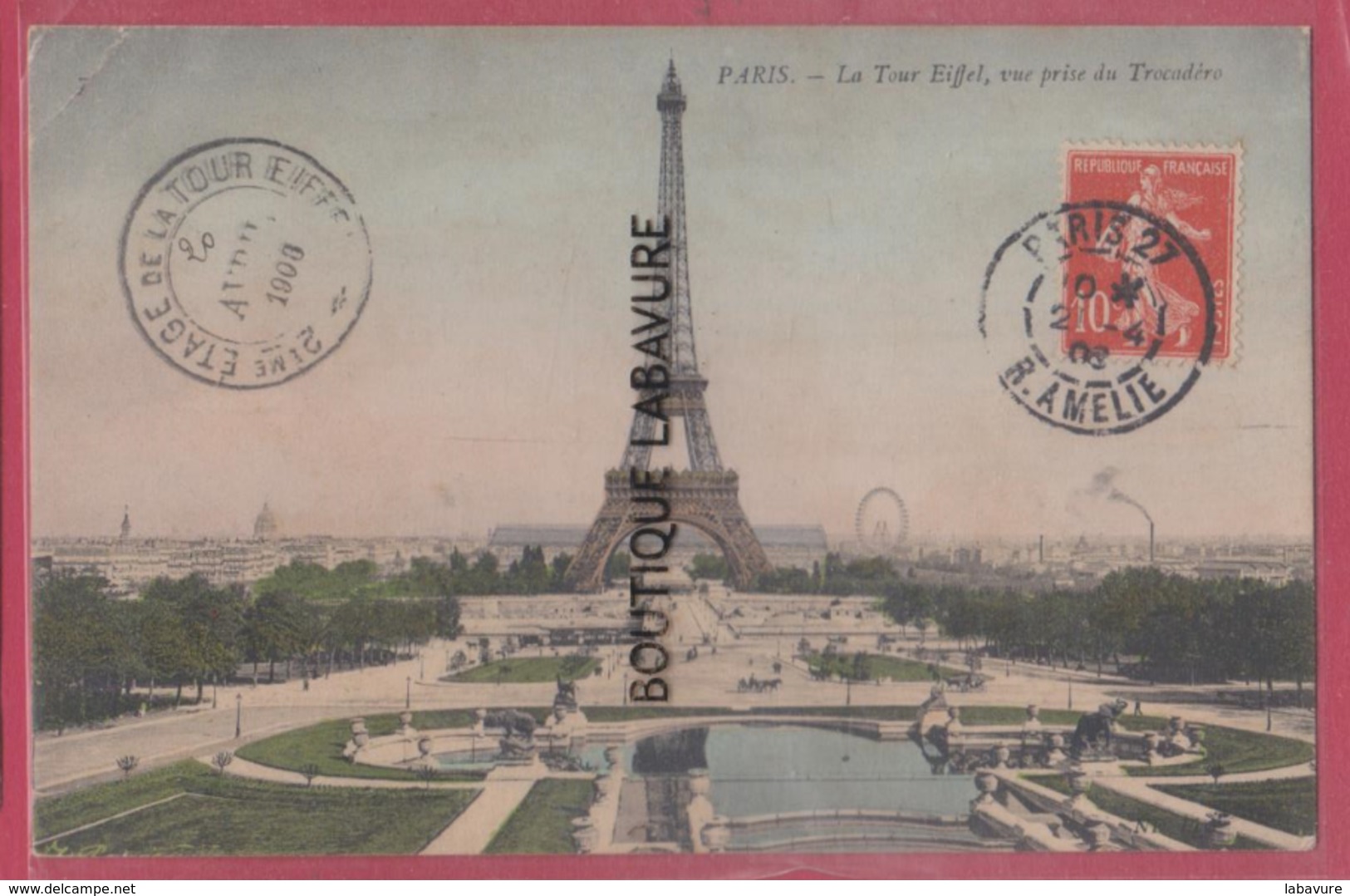 75 - PARIS --La Tour Eiffel--Cachet 2° Etage--le 20 Avril 1908 - 1877-1920: Semi Modern Period