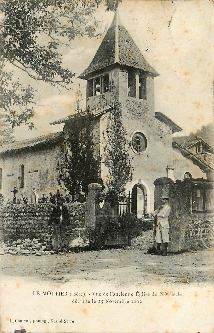 LE MOTTIER - VUE DE L'ANCIENNE EGLISE DU XI E SIECLE DETRUITE LE 25 NOVEMBRE 1902 - ANIMATION - Autres & Non Classés