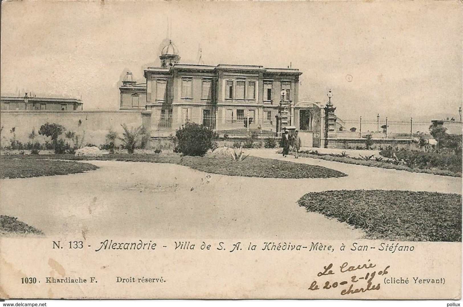 Cpa  Egypte ALEXANDRIE Ville De S.A.La Khédiva-Mère à San Stéfano 1906 - Alexandrië