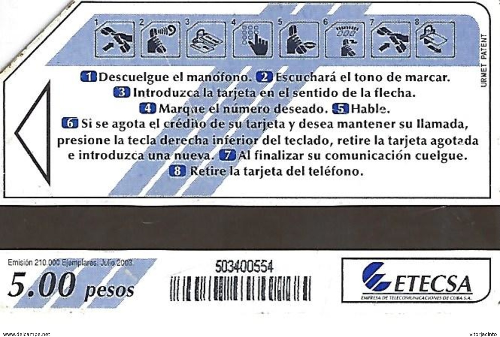 ETECSA - National And Local Phonecard - 5.00 Pesos - Cuba - Kuba