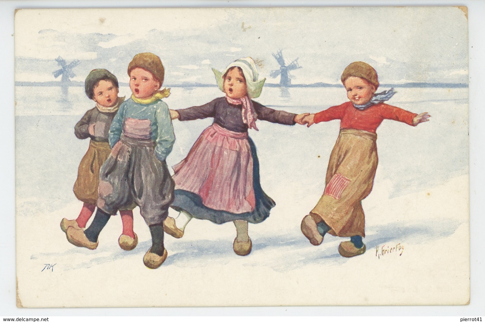 ENFANTS - Jolie Carte Fantaisie Viennoise Enfants Hollandais Signée FEIERTAG - Feiertag, Karl