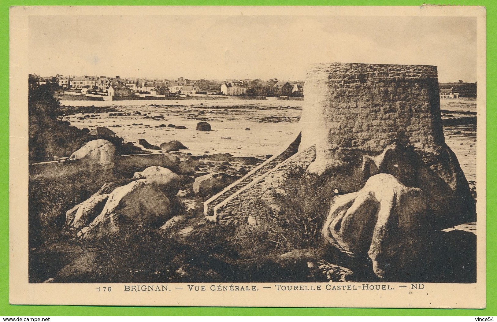 BRIGNAN - Vue Générale - Tourelle Castel-Houel Carte Circulé 1938 - Brignogan-Plage