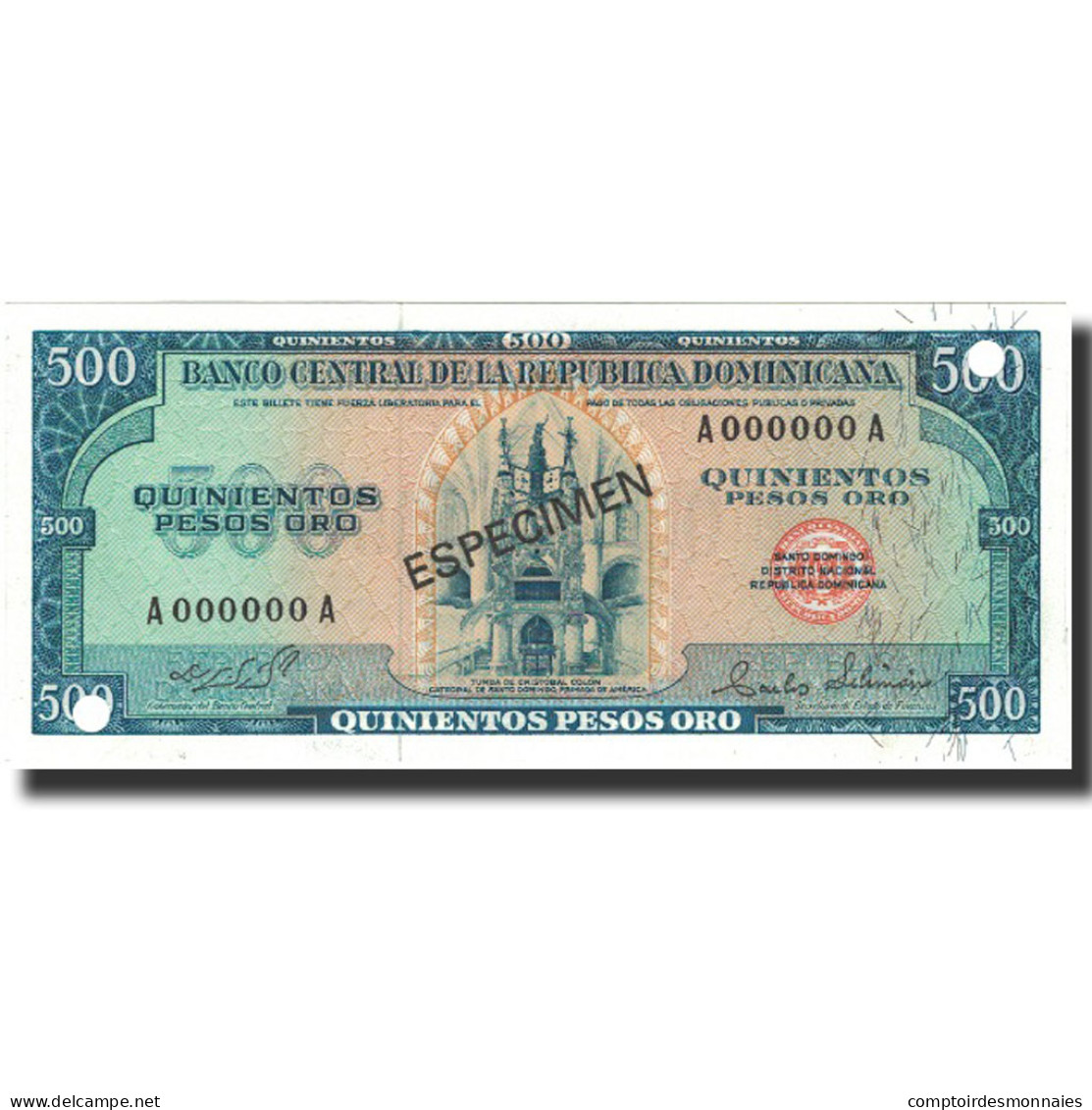 Billet, Dominican Republic, 500 Pesos Oro, 1975, 1975, Specimen, KM:114s, NEUF - Repubblica Dominicana