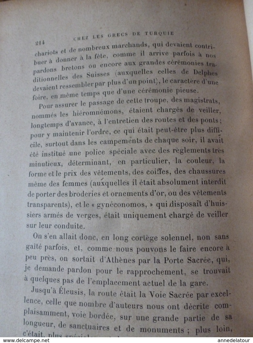 1897 CHEZ LES GRECS DE TURQUIE (Smyrne,Lesbos,Lemnos,Thasos,Mont Athos); Les Massacres en Arménie;etc -par L. De Launay