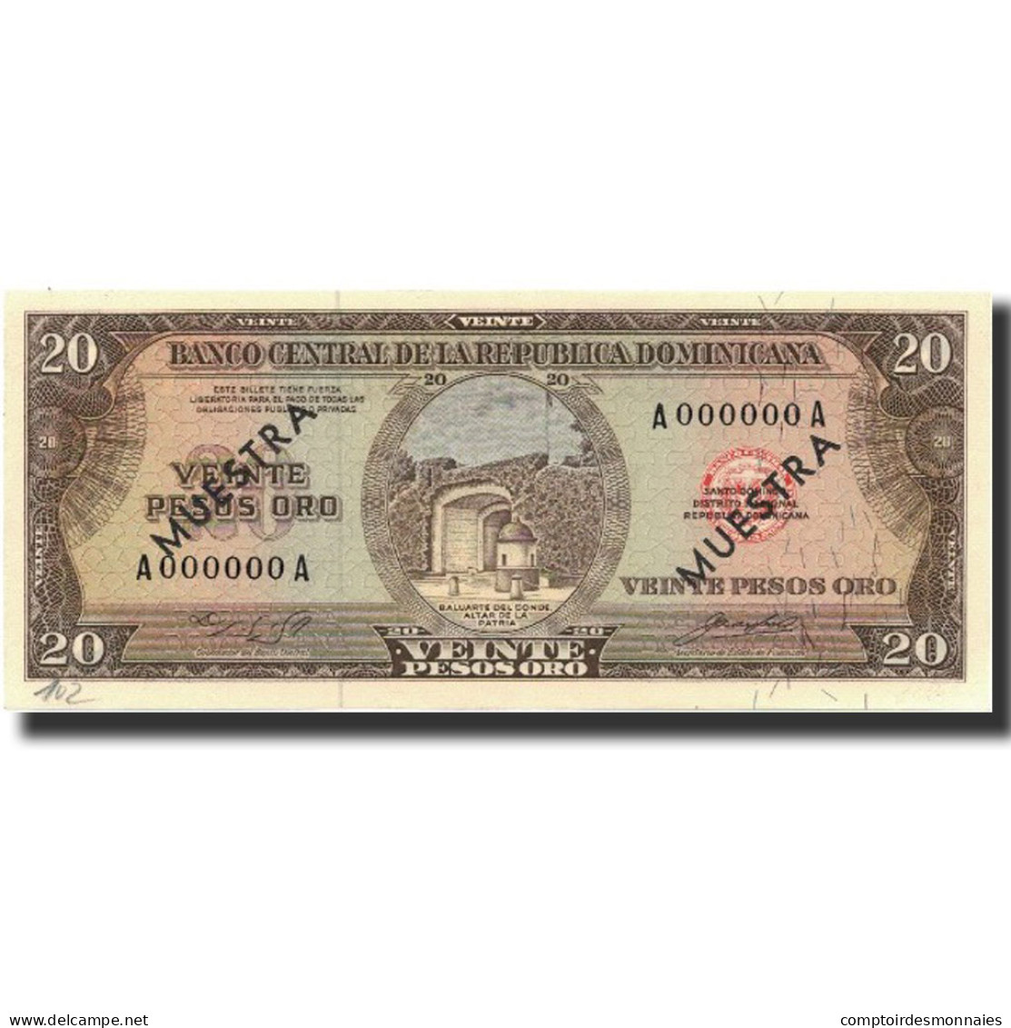Billet, Dominican Republic, 20 Pesos Oro, Undated (1964-74), Specimen, KM:102s2 - Repubblica Dominicana