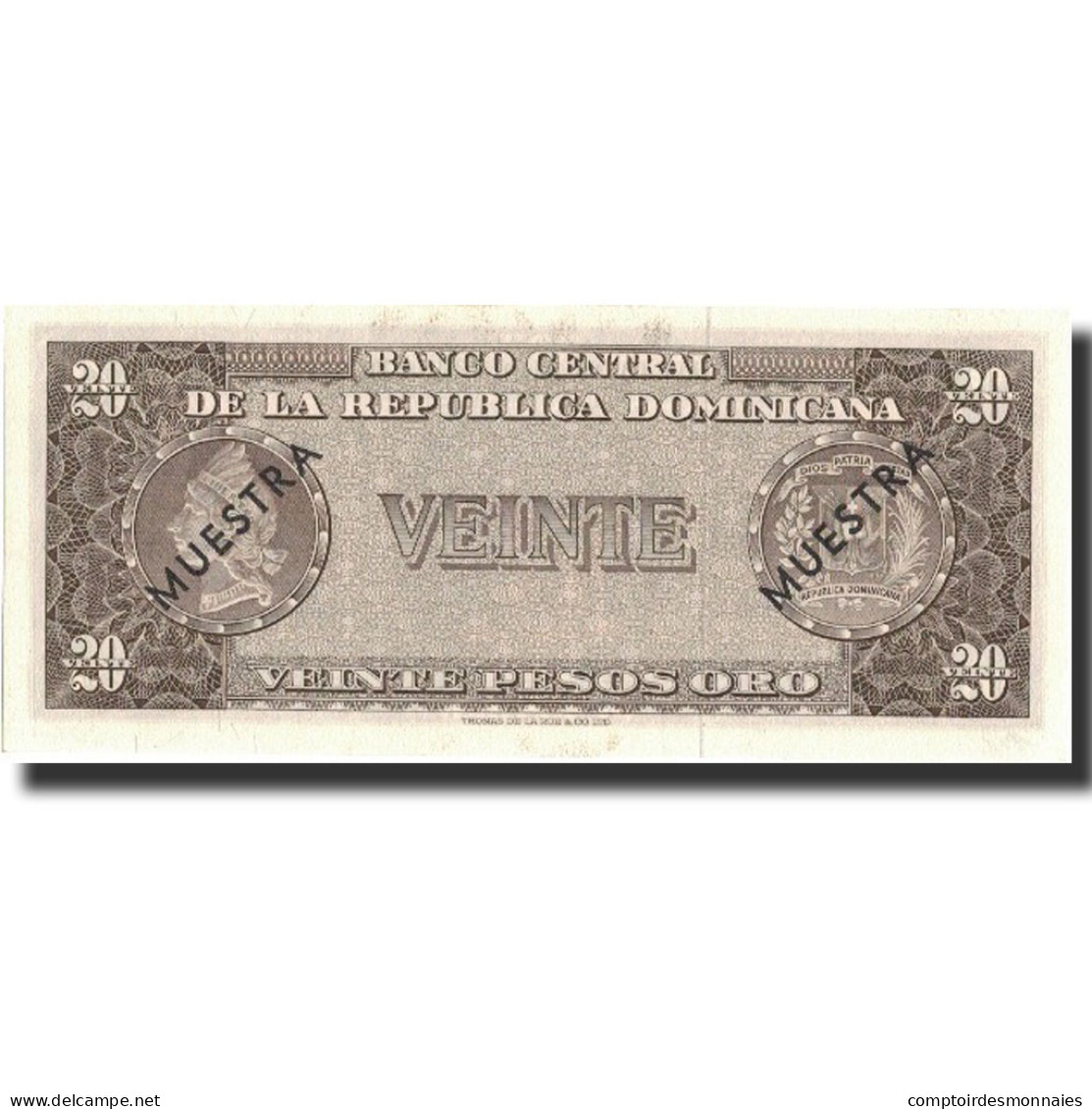 Billet, Dominican Republic, 20 Pesos Oro, Undated (1964-74), Specimen, KM:102s2 - Dominicana