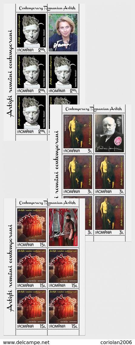 Romania 2018 / Contemporary Romanian Artist / Set 3 MS With Labels - Unused Stamps