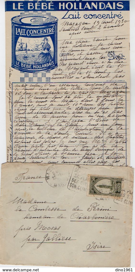 VP12.217 - Lettre De Mme La Comtesse De LEUSSE à MAZAGAN (Maroc ) Pour Mme La Comtesse De PERINI à MARSEILLE - Manoscritti