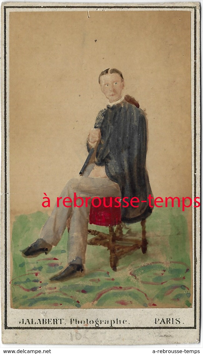 CDV Spécial Couleur-jeune Homme-cdv Colorisé Par Le Photographe Jalabert à Paris Vers 1880 - Anciennes (Av. 1900)