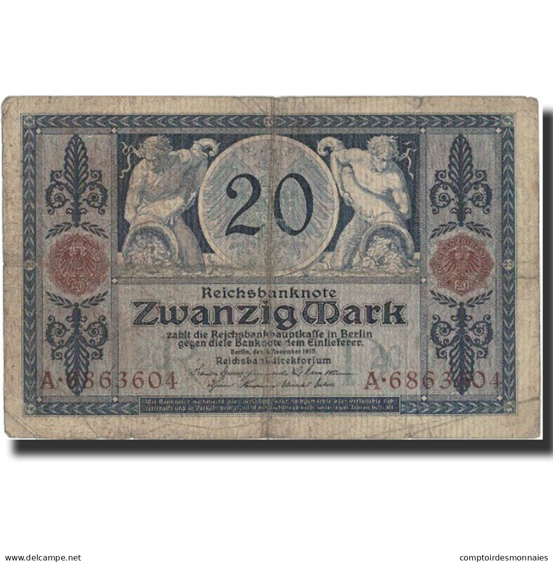 Billet, Allemagne, 20 Mark, 1915, 1906-03-10, KM:63, TB - 20 Mark