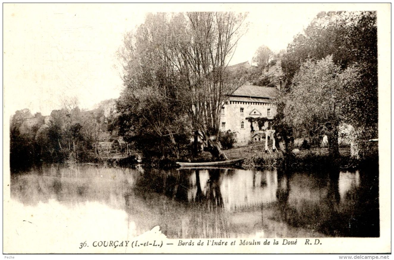 N°1106 A -cpa Courçay -bords De L'Indre Et Moulin De La Doué- - Watermolens