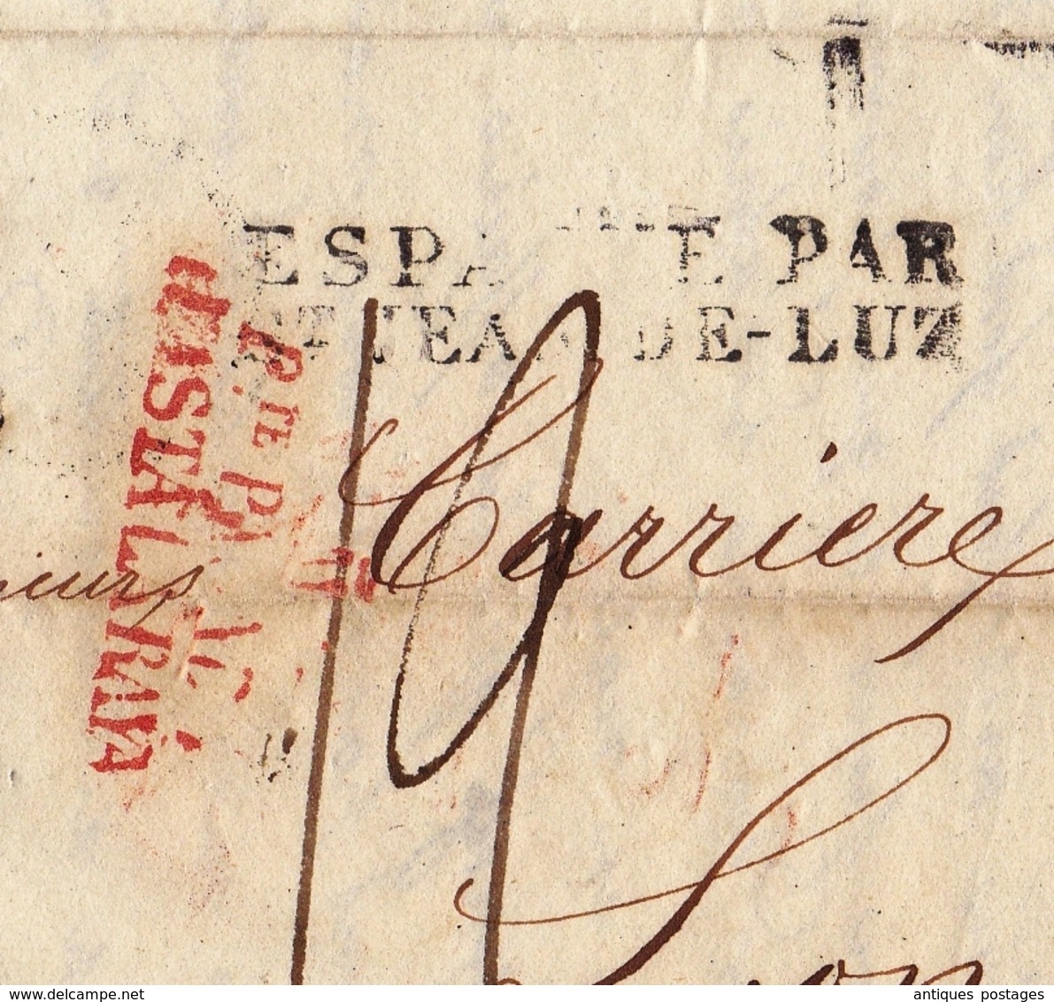 Lettre Espagne 1831 Madrid Pte PAGADO HASTA LA RAYA •Marque D'entrée En France ESPAGNE PAR St-JEAN-DE-LUZ - ...-1850 Préphilatélie