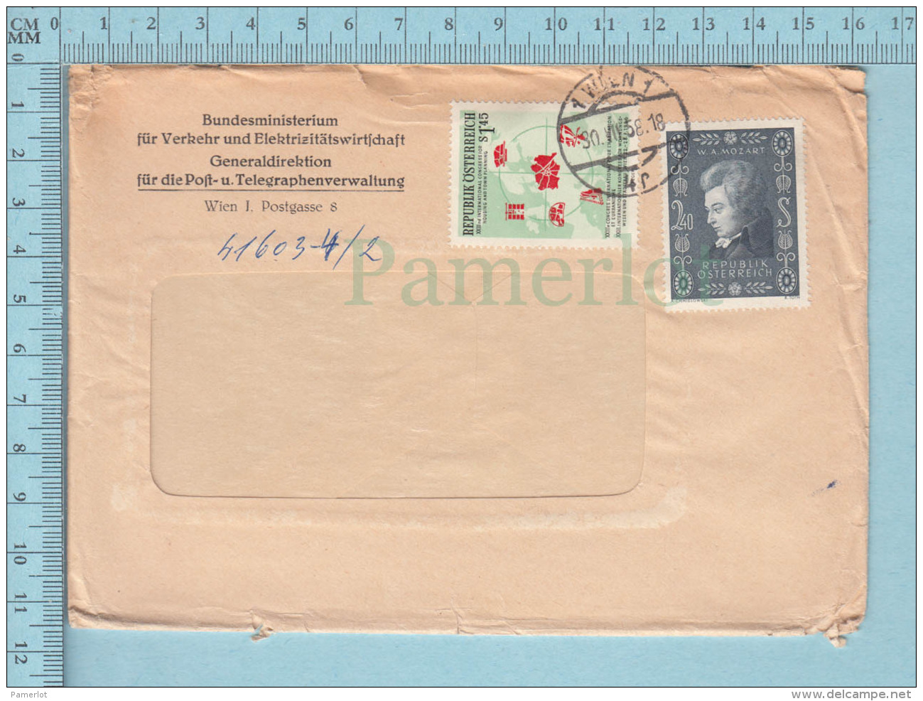 Osterreich -  Commercial Envelope, Mozart Stamp, Cover Wien 1958 - Lettres & Documents