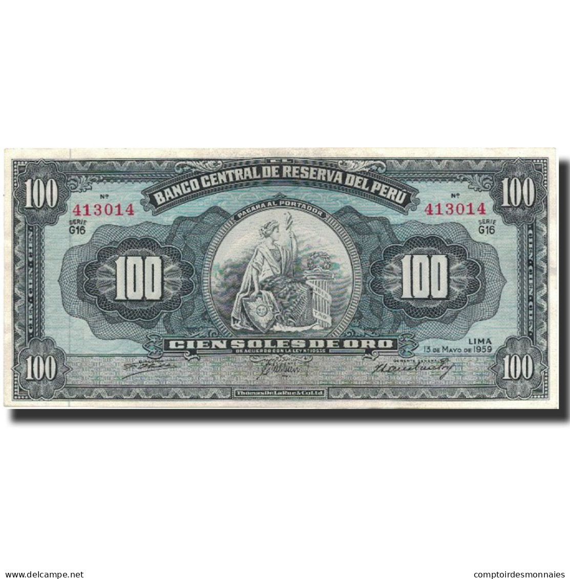 Billet, Pérou, 100 Soles, 1959, 1959-05-10, KM:79b, NEUF - Perú