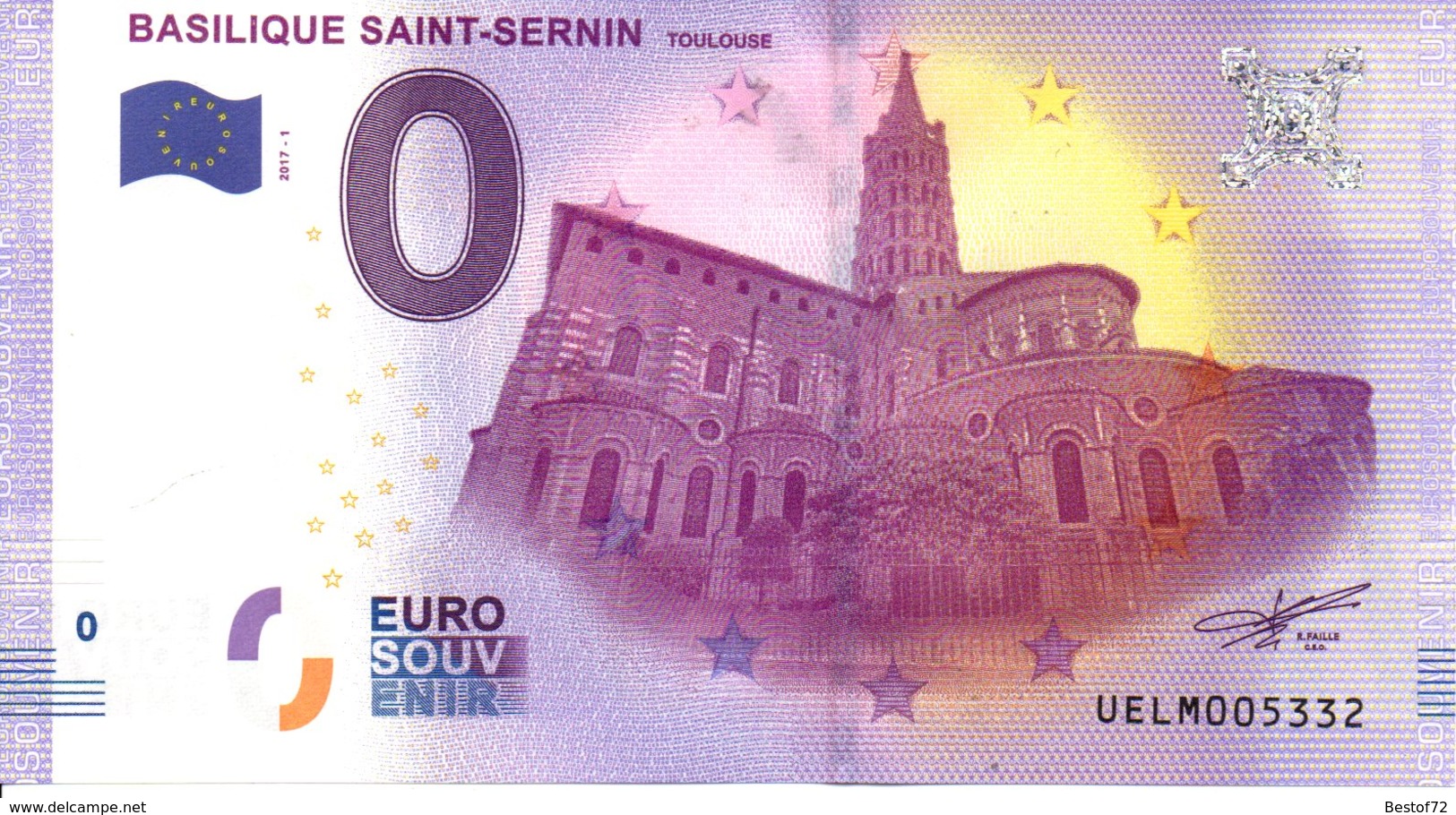 Billet Touristique 0€ Basilique Saint-Sernin - Toulouse 2017-1 (31) - Other & Unclassified