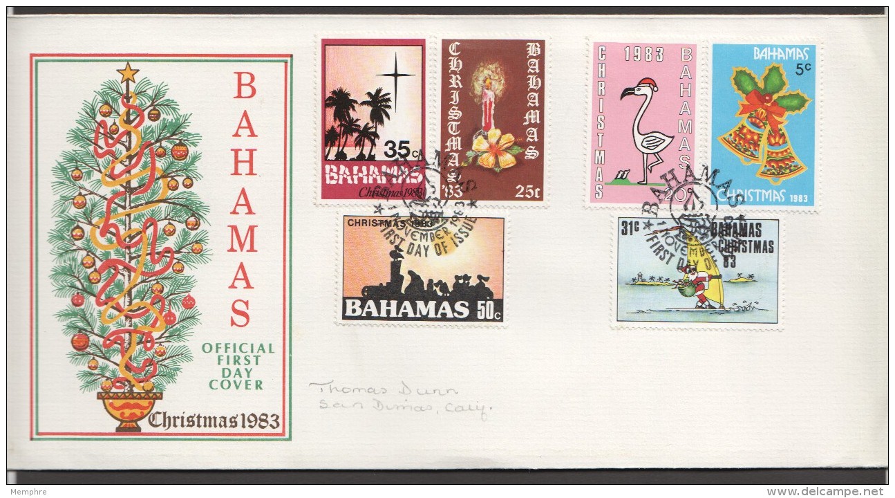 1983  Christmas Issue Children's Designs  - Complete Set On Single FDC - Bahamas (1973-...)