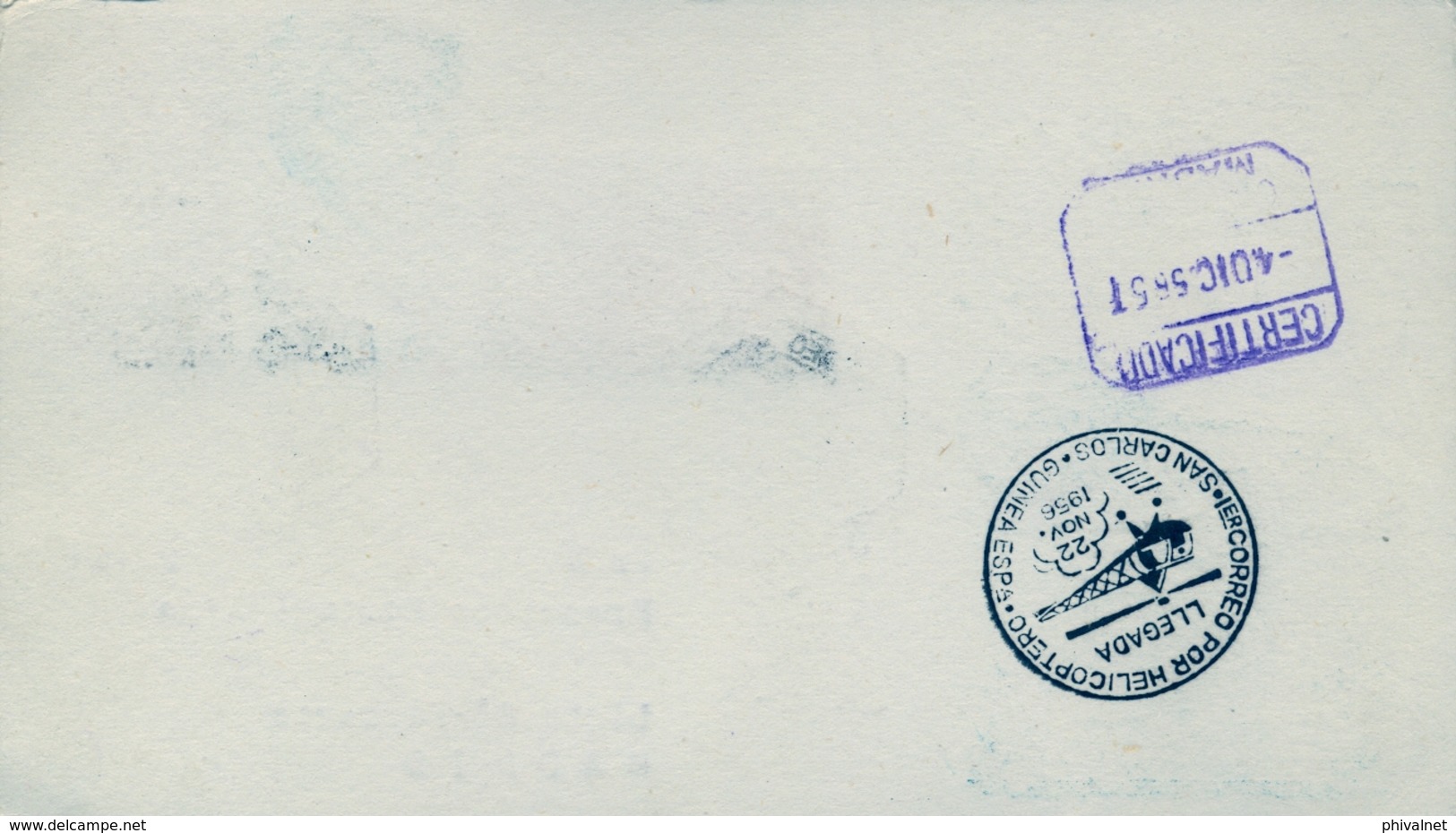 1956 , GUINEA ESPAÑOLA , PRIMER CORREO POR HELICÓPTERO EN GUINEA SANTA ISABEL - SAN CARLOS - Guinea Española