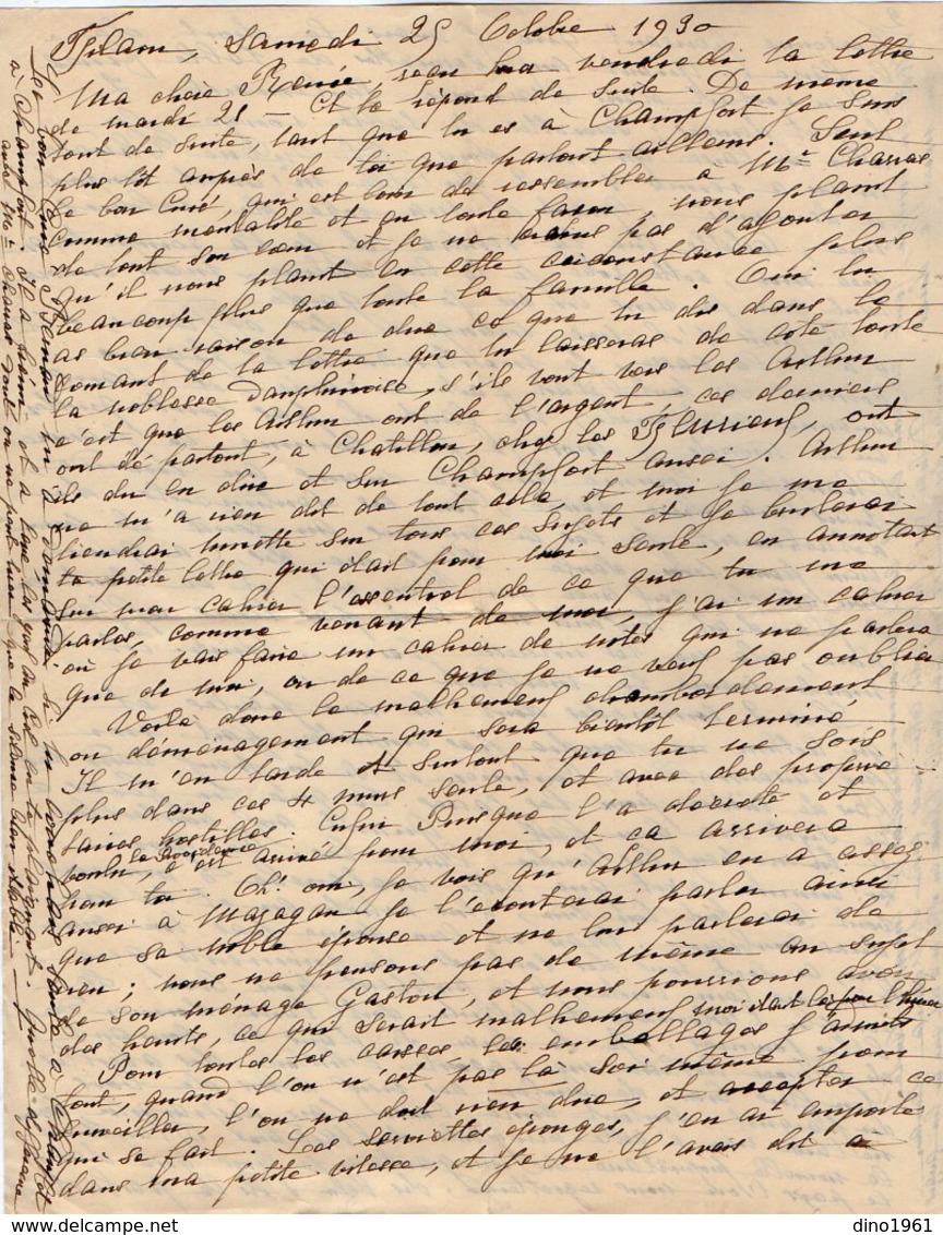 VP12.224 - Lettre De Mme La Comtesse De LEUSSE à FILAIN Pour Mme La Ctsse De PERINI Au Château De Champfort Près JALLIEU - Manuscripts