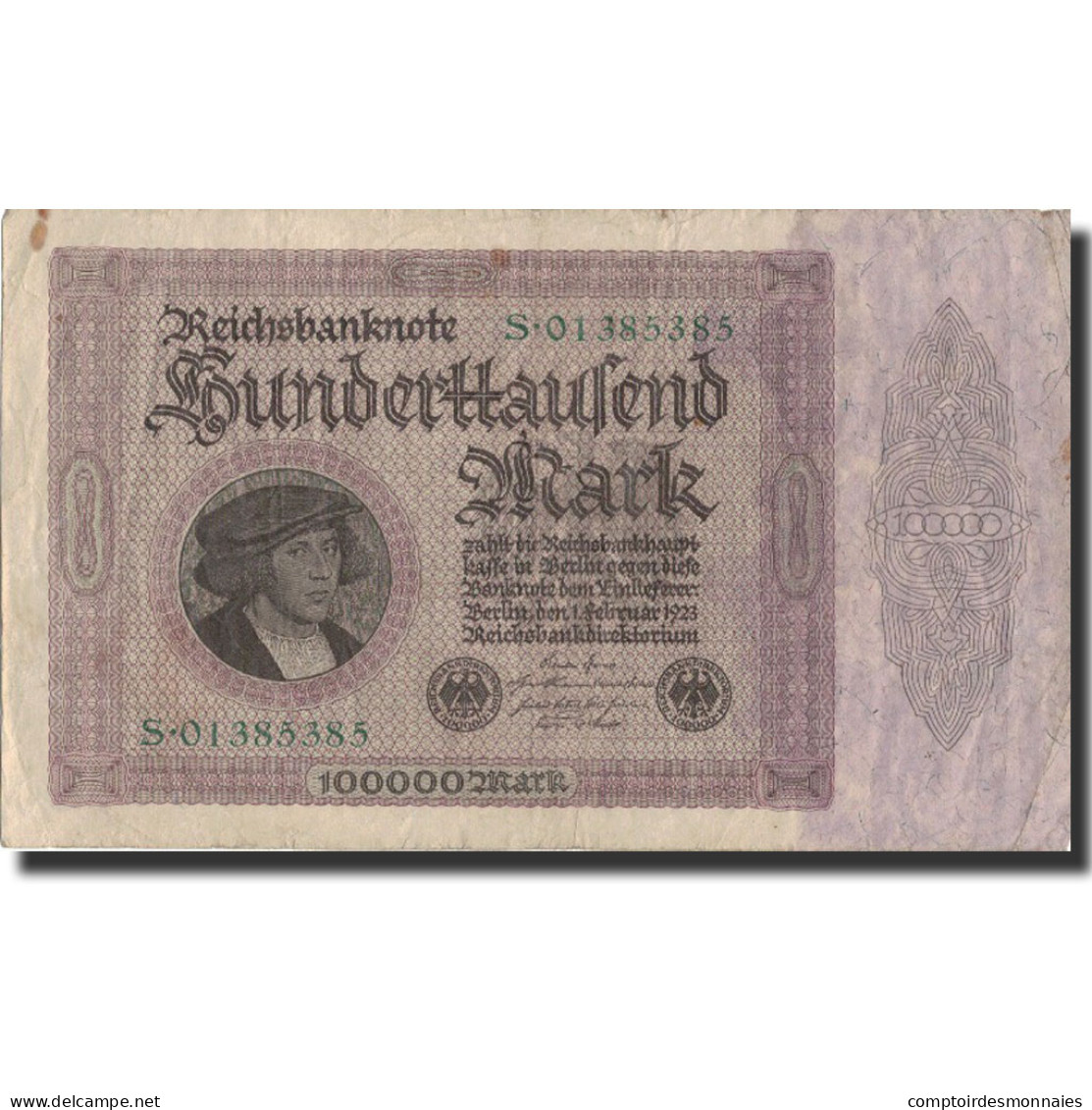 Billet, Allemagne, 100,000 Mark, 1923, 1923-02-01, KM:83b, TB+ - 100.000 Mark
