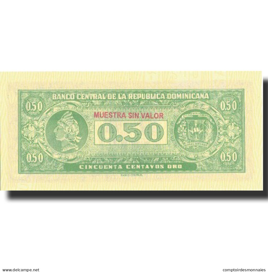 Billet, Dominican Republic, 50 Centavos Oro, Undated (1961), Specimen, KM:90s - Dominicana