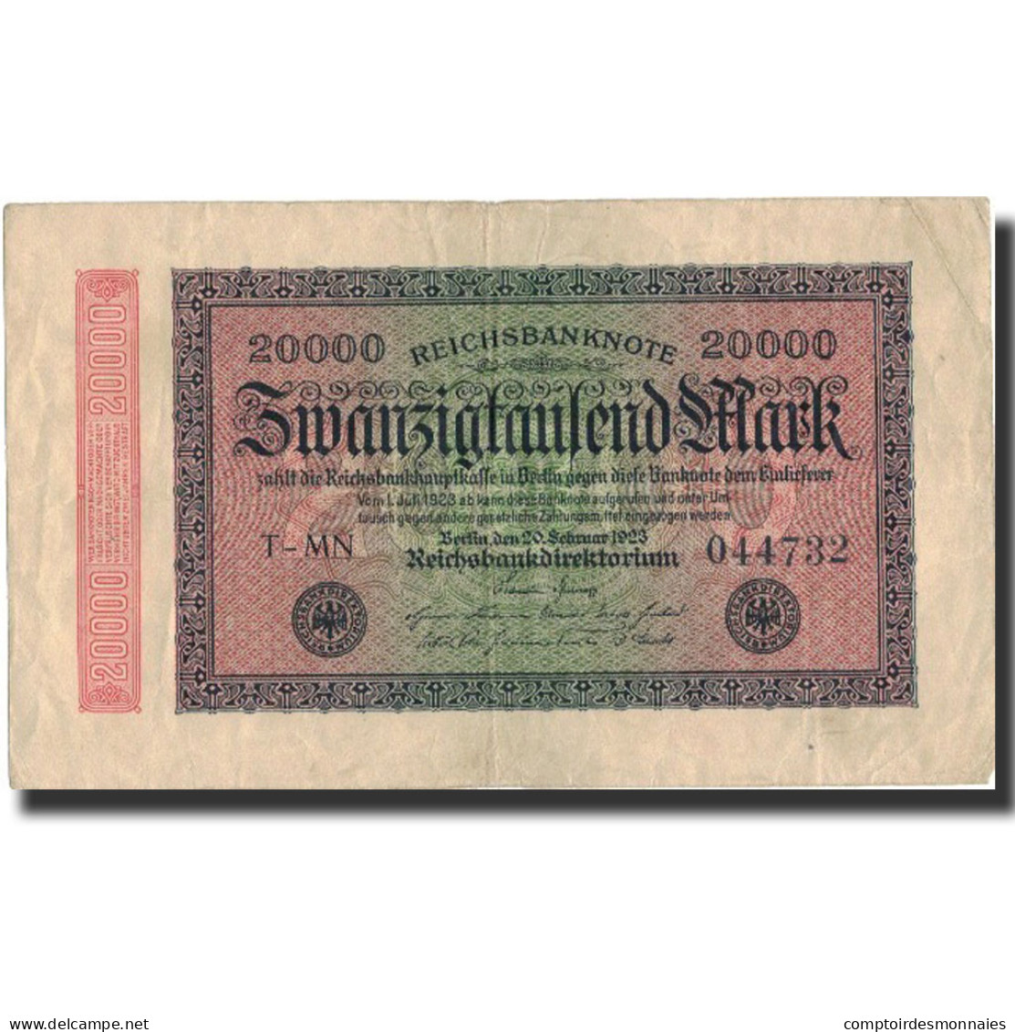 Billet, Allemagne, 20,000 Mark, 1923, 1923-02-20, KM:85a, TB+ - 20000 Mark