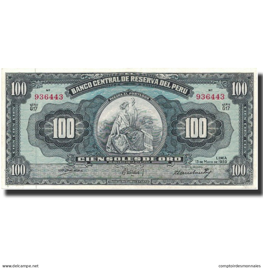 Billet, Pérou, 100 Soles, 1959, 1959-05-10, KM:79b, SUP+ - Pérou