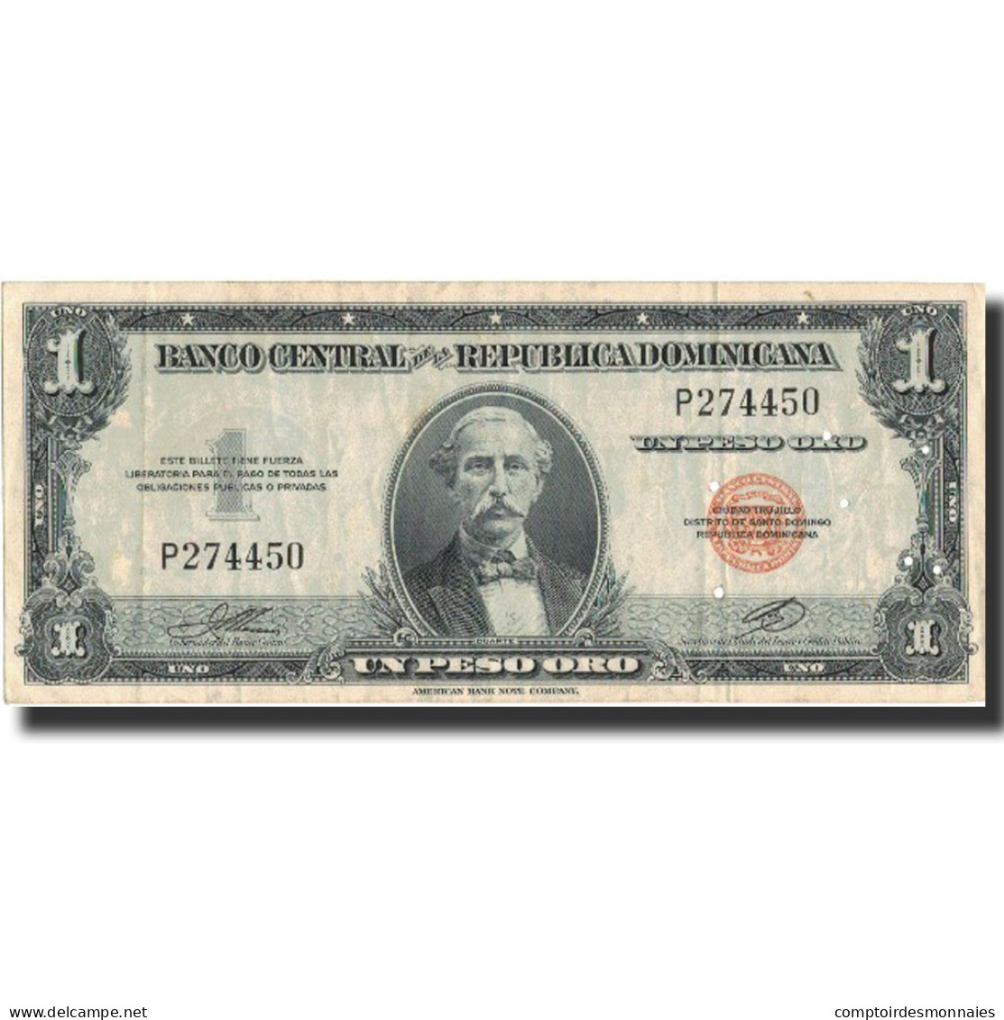 Billet, Dominican Republic, 1 Peso Oro, Undated (1962-63), KM:71a, SUP - República Dominicana